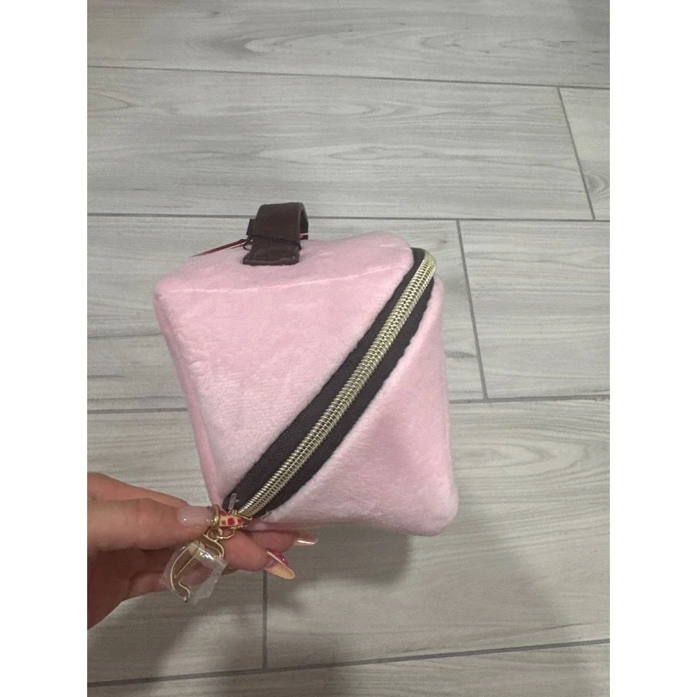 Juicy Couture Pink Velour Rhinestone Makeup Bag Travel Vanity Case NWT
